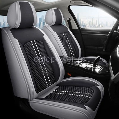 Car Seat Cover For Nissan 5-Seats Black & Gray PU Leather Seat Cushion Protector - Image 1 of 4