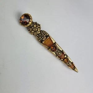 Schottisch Keltisch Dirk Dolch Strass Vintage Brosche Kilt Pin signiert Wunder - Bild 1 von 9