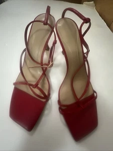 H&M Strappy red sandals size 10 - Picture 1 of 6