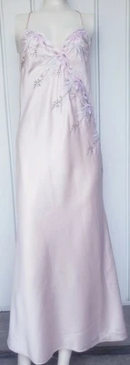 Vestido de noite vintage Georgette Trabolsi longo em pó rosa tamanho pequeno  - Imagem 1 de 4
