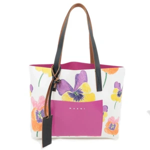 MARNI Flower Print Tote Bag PVC Leather Multicolor Authentic - Picture 1 of 18