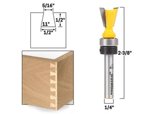11° X 1/2" Dovetail Router Bit - 1/4" Shank - Yonico 14811q - Picture 1 of 1