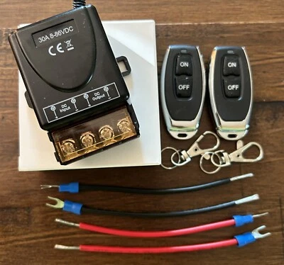 Interruptor remoto inalámbrico 12V, relé DC 12V/24V/48V/72V/30A, inalámbrico RF clasificación CE NUEVO Foto 1 de 4