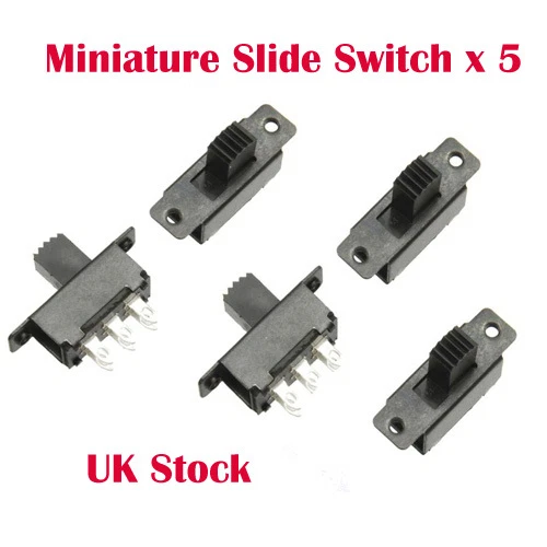 5 x Mini Miniature On/On 6 Pin Slide Switch DPDT - Image 1 of 1