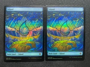 Island Showcase Foil x 2 - #278 Dominaria United - Basic Land Unique Art 2022 - Picture 1 of 2