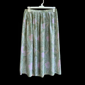 Maxi falda para mujer Donnkenny cintura elástica verde rosa talla L - Imagen 1 de 6