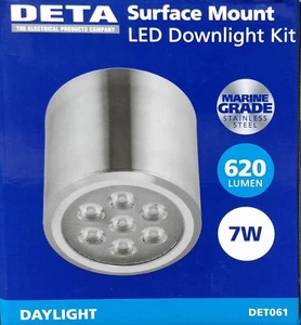 Surface Mount LED Downlight - 316 Stainless Steel - 7W Cool Daylight 620Lm IP44 - Picture 1 of 4