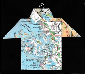 Camisa Mapa Origami Washington, Bellingham, Friday Harbor, Anacortes, Mt. Vernon - Imagen 1 de 2