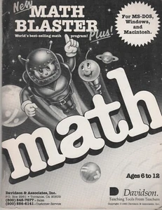 ITHistory (1993) IBM PC Software Manual: MATH BLASTER (Davidson) (MSDOS Win Mac - Imagen 1 de 2