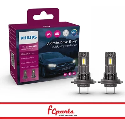 KIT COPPIA LAMPADE H7/H18 LED PHILIPS 6000K LUCE BIANCA FREDDA PLUG AND PLAY - Immagine 1 di 2