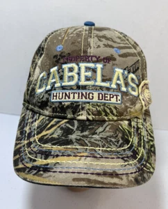 🎣Cabela's Hunting Dept Adjustable Hat Cap Camo With Blue And Purple Stitch🦌 - Picture 1 of 6