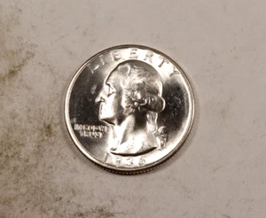 Cuarto de dólar Washington 1936 * gema BU++ * 90 % plata * ¡del rollo original! * XQ703 - Imagen 1 de 2