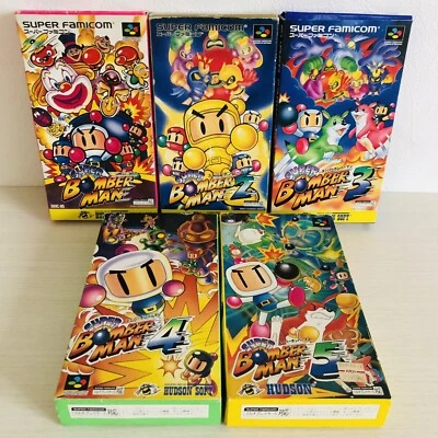 Super Bomberman Bomber Man 1 2 3 4 5 set of 5Super Famicom SFC Japan import - Image 1 of 4