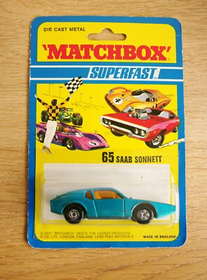 Matchbox Lesney Superfast 65 SAAB Sonett III Blister Card Made In England 1973 - Image 1 of 4
