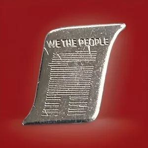 We The People Lapel Hat Jacket Pin Constitution Scroll Silver Tone SCUFFED - Picture 1 of 2