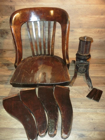 Antique Ford & Johnson Office Chair Wood Banker Swivel Rolling 1910's Cover