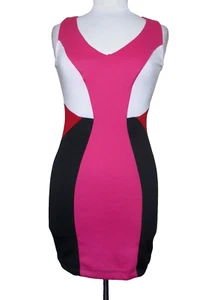 Vintage Arden B Sheath Dress Small Women Pink White Black Stretch Jersey - Picture 1 of 4