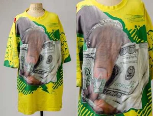 Vintage Dollar Bills Hip Hop All Over Print Stash House T Shirt - Picture 1 of 5