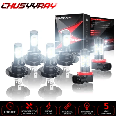 White LED Headlight Hi-Lo Beam Fog Light Bulbs Combo For Seat Ibiza 2017-2018 - Image 1 of 4