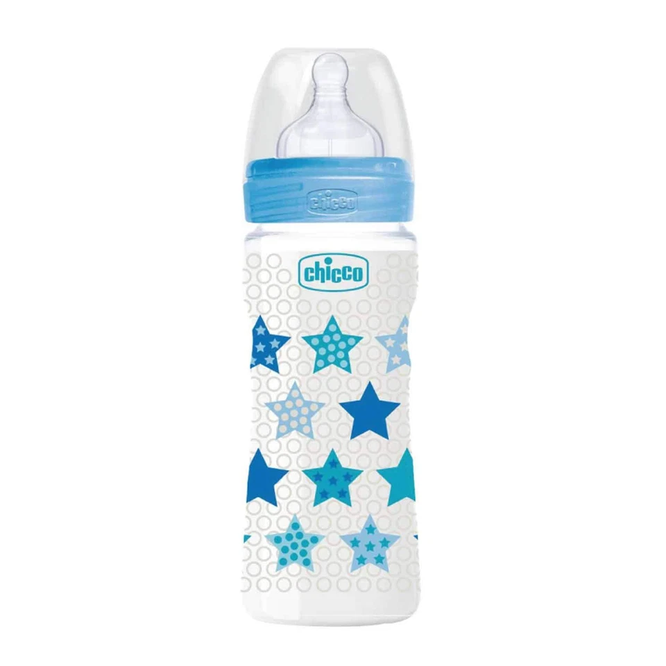 Biberón Chicco Wellbeing para todos los bebés color azul 250 ml capacidad Foto 1 de 4