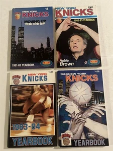 1981-1985 NEW YORK KNICKS Yearbook HUBIE BROWN Patrick EWING Set Lot of 4 KING - Picture 1 of 12
