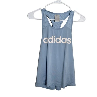 Adidas Tank Top Women's Small Round Neck Logo Sleeveless Mesh Athletic Shirt - Image 1 of 4
