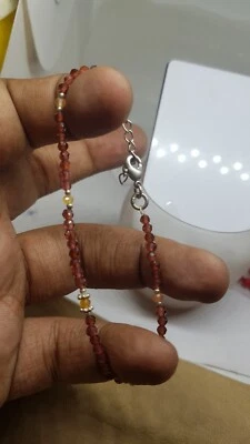 Corniola e granato gemma argento sterling 925 collana gioielli regalo per lei h5 - Immagine 1 di 4