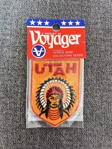 Neu in Verpackung Vintage Utah Indianer Indianer Kopfschmuck orange Voyager Aufnäher Abzeichen - Bild 1 von 2
