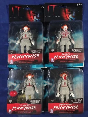 4 Figuras de Acción PENNYWISE CLOWN SET COMPLETO Deadlights IT CAPÍTULO DOS Diorama Foto 1 de 4