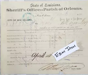 1870 New Orleans LA Tax Judgement State of LA Sheriff's Office Parish of Orleans - Picture 1 of 1