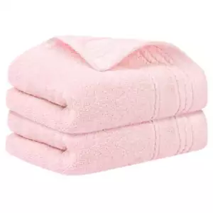 2 Pack Striped Pattern Hand Towels Set Comfort Towel for Bathroom Pink 14" x 30" - Picture 1 of 8
