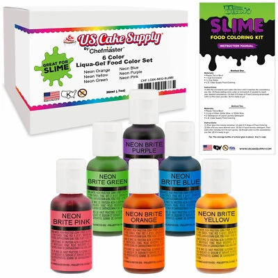 6 Color Liqua-Gel Slime Making Food Coloring Dye Kit - Non-Toxic, Food Grade - Image 1 of 4