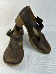 Dr. Martens Women T-Strap Heel Shoes US Sz 8 EU 39 Brown Distressed Leather - Picture 1 of 12