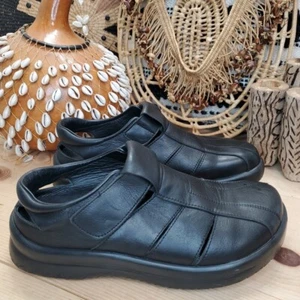 Tatami by Birkenstock Womens 9 NARROW Black Leather Fisherman Sandals Closed Toe - Picture 1 of 13