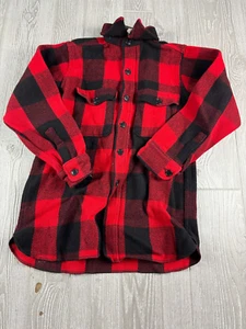 Woolrich Buffalo Red Plaid Shirt Jacket Shacket Size Medium Unisex - Picture 1 of 10