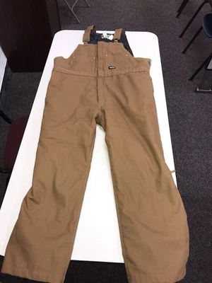 Walls Bib Overalls Mens 2 XL Short Insulated Lined Canvas Duck Workwear Brown. - Image 1 of 4