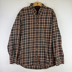 Barbour Lightweight Flannel Shirt Mens XL Brown Plaid Button Down - Picture 1 of 9