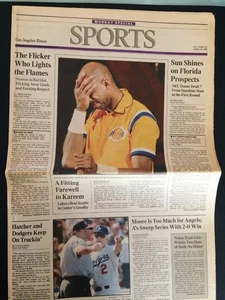 Kareem Abdul-Jabbar Final Reg Season Game, Los Angeles Times 1989 Ex Cond - Picture 1 of 2