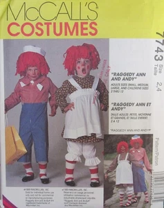 VTG McCalls 7232 7743 Toddler Child 2-4 RAGGEDY ANN & ANDY Costume Pattern - Picture 1 of 3