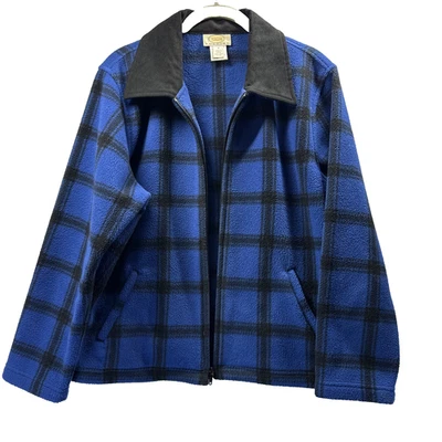 Chaqueta Talbots Petites Talla Med Azul Negro Polar Cremallera Completa Bolsillos Mangas Largas Foto 1 de 4