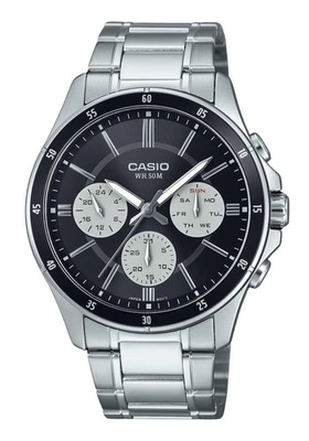 Casio Placcato Ionico Acciaio Quadrante Nero MTP-1374D-1A3V 50M Orologio da Uomo - Immagine 1 di 3