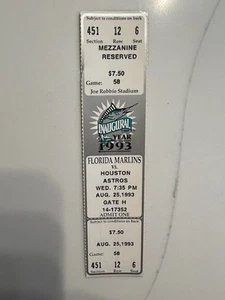 1 MLB FLORIDA MARLINS 1993 INAUGURAL SEASON VS ASTROS BASEBALL TICKET STUB - Picture 1 of 2