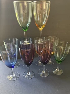 Lennox Crystal Gems Wine Glass Set 10 Rainbow MCM Cocktail Barware Minimalist - Picture 1 of 7