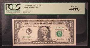 2003 $1 Federal reserve Star Note Chicago FR#1929-G* PCGS 66PPQ - Picture 1 of 2