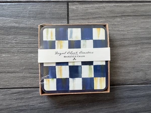 MACKENZIE CHILDS ROYAL CHECK COASTERS, SET OF 4, NIB - Picture 1 of 2