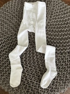 Girls White Sweater Knit Tights, Footed, Size 7-10 - Picture 1 of 6
