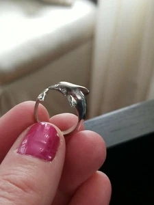 Sterling Silber geätzter Delfin offen/verstellbar Wickelring Pinky? Größe 3 - Bild 1 von 6