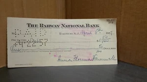 VINTAGE 1957 CHEMUNG THE RAHWAY NATIONAL BANK OF NEW YORK CHECK CASHED - Picture 1 of 2