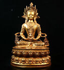14.8" Old Tibet Bronze Gilt Amitayus Longevity God Goddess Statue Sculpture