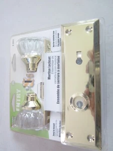 Defender Security Mortise Keyed Lock Set Glass Knob Indoor E-2311 Skeleton Key - Picture 1 of 3